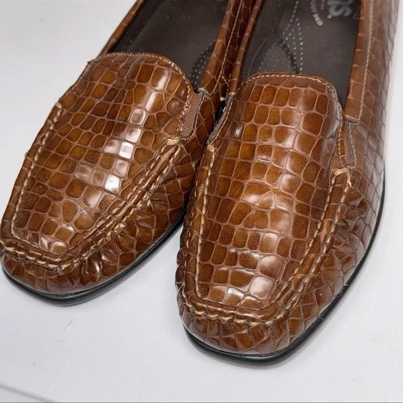 SAS Tripad Cognac Croc Comfort Loafers Women’s Brown Classic Slip On Shoes 9M - Picture 3 of 9